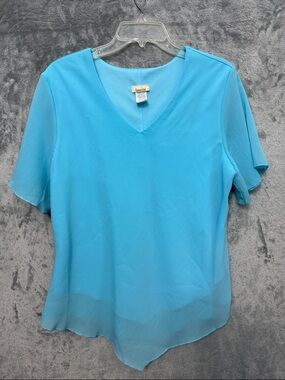 Essential Vintage Women’s Aqua Top Sz 3xl pullover vneck lined